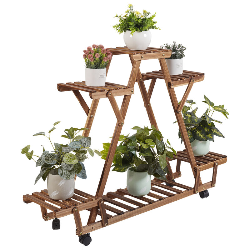 

Estantería para Macetas con Ruedas UNHO, Soporte Plantas de Madera para Exterior Interior Jardín Balcón Estante Decorativo de Flores 91 x 25 x 81cm