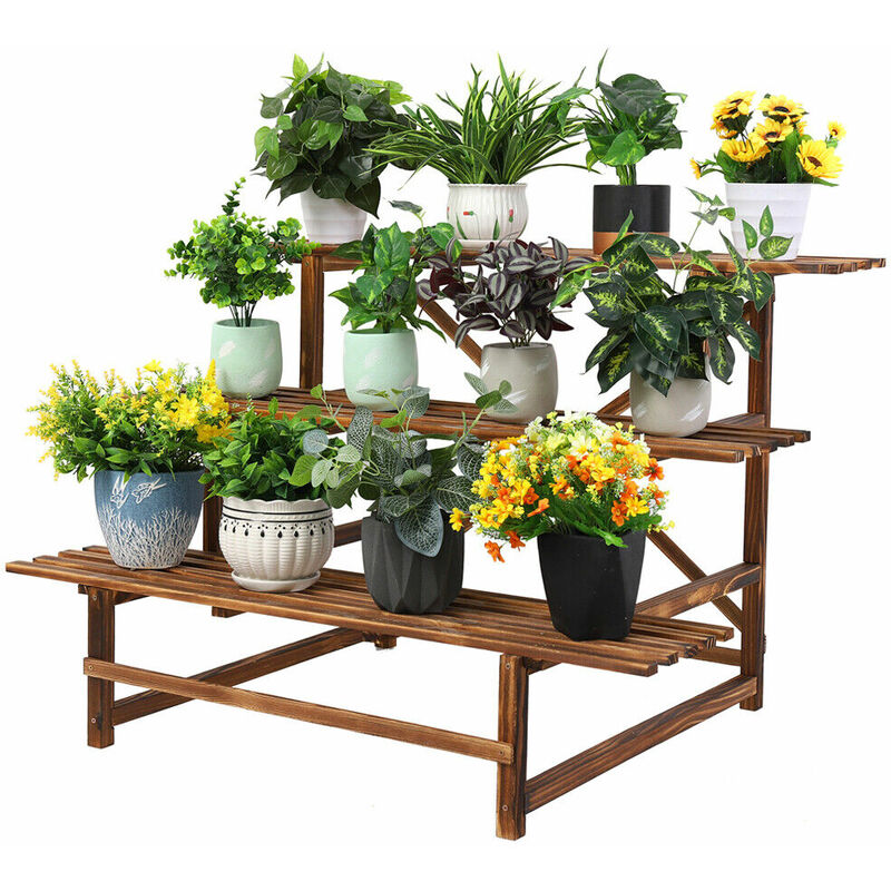 

Estanterias para Plantas de Madera UNHO, Soporte Macetas con 3 Niveles Escalera para Macetas Estanterias Decorativas Plantas Exterior Interior Salón