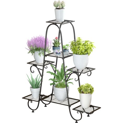 Unho – Étagère à fleurs en fer forgé 7 niveaux – 66 x 22 x 102 cm – Capacité 70 kg – Pour intérieur et extérieur – Design vertical optimisé