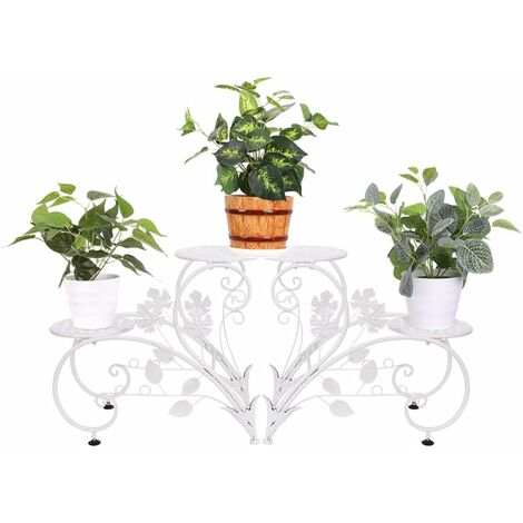 Unho – Étagère à fleurs en fer forgé 93x40x23cm – Porte plantes 4 tablettes – Capacité 20kg – Pour intérieur et extérieur