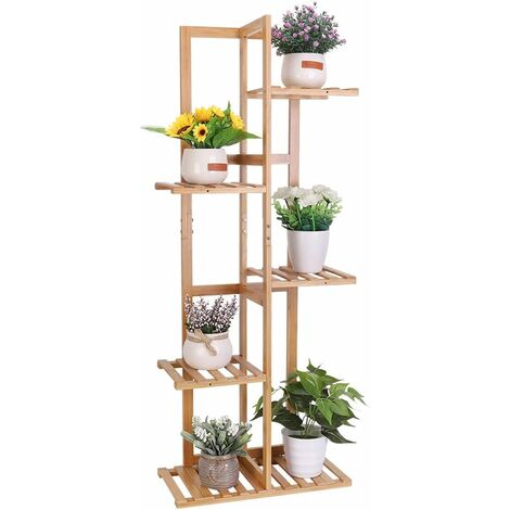 Unho – Étagère à plantes en bambou 102x40x20.2cm – 3 étagères – Capacité 65kg – Pour intérieur et extérieur – Design élégant pour balcon et jardin