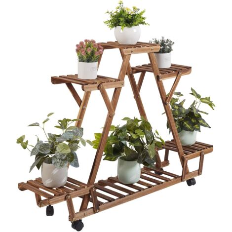 Unho – Étagère échelle en bois massif pour plantes – Dimensions 91 x 81 x 25,5 cm – Support décoratif intérieur et extérieur – Poids 2,6 kg