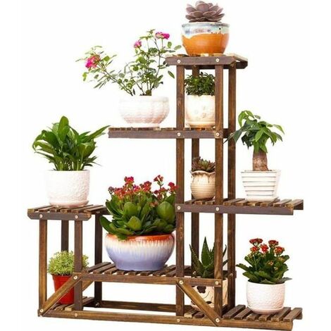 Unho – Étagère à plantes en bois massif 96x95x25cm – 6 tablettes – Résistante à l'eau et à la corrosion – Pour intérieur et extérieur