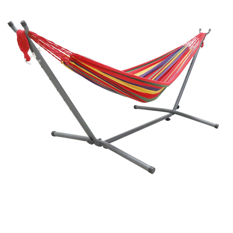 

UNHO Hamaca con soporte para 2 personas con una capacidad de carga de 150 kg para jardín camping y playa 270 x 100 x 98 cm, rojo