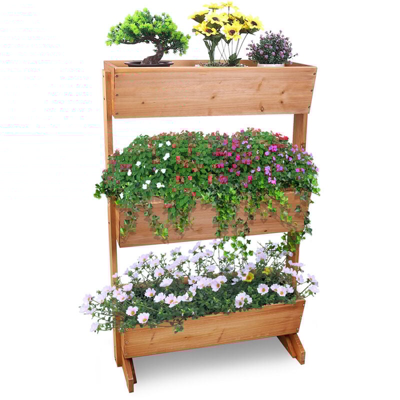 Jardinière Verticale en Bois - Bac à Fleurs Intérieur Extérieur Potager pour Culture de Légumes, Herbes, Plantes, Fleurs - Unho