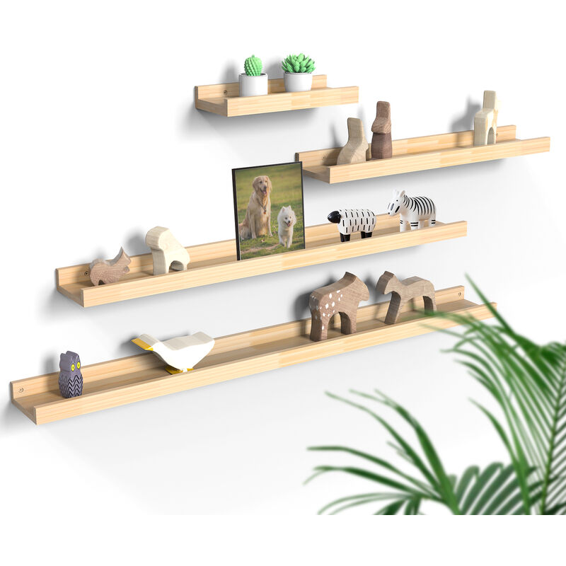 

Juego de 4 Estanterias Pared para Fotos UNHO, Estante Pared de Madera para Libros Especiero Estante Pared Flotante para Cuadros Repisas de Pared para