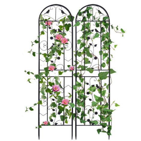 Unho – Lot de 2 treillis en métal 50x210 cm – Support pour plantes grimpantes – Design élégant pour rosiers et lierre – Décoration extérieure