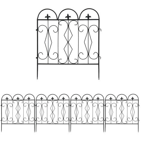 Unho – Lot de 5 bordures de jardin en fer forgé 61x70cm – Protection décorative pour fleurs et arbustes – Résistantes aux intempéries