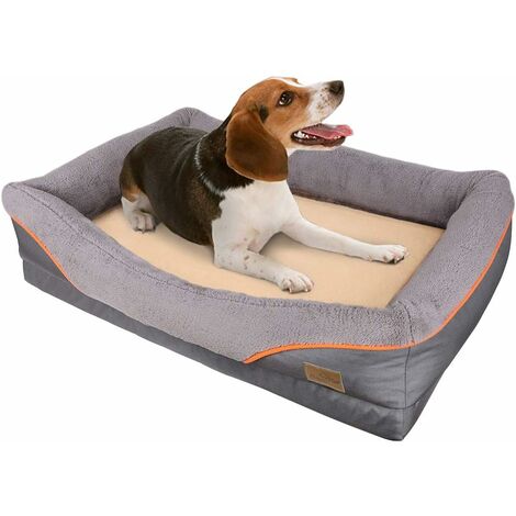 Unho – Panier chien lavable en laine douce – Taille M 70x40x25cm – Bord rembourré pour confort – Conception antidérapante et imperméable