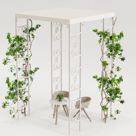 Unho – Pergola en métal 180x180x270 cm – Tonnelle imperméable pour mariage – Fer solide avec clou de base 30 cm – Arche de jardin décorative
