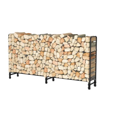Unho – Range-bûches extérieur métal 233x118x35cm – Capacité 294kg – Fer forgé résistant aux intempéries – Rangement bois de chauffage XXL