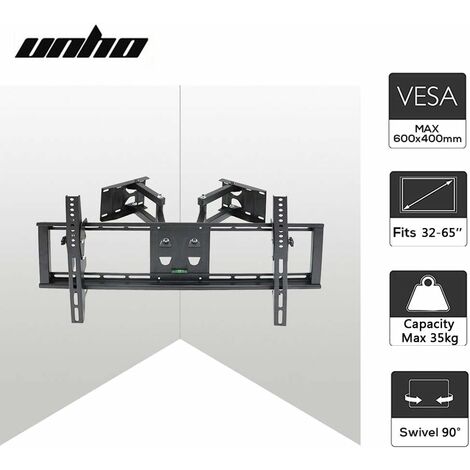 WHYFONE Support Mural TV Extra Longue Portée,Support Mural TV Pivotant et Inclinable avec Bras