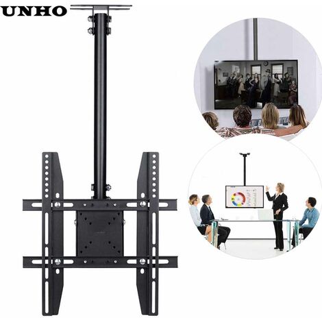 Unho – Support TV de plafond réglable 26''-65'' – Capacité 30 kg – VESA 50x50 à 400x600 – Acier laminé à froid – Installation facile