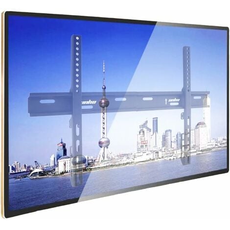UNHO Support TV Mural Fixe pour Ecrans Plats LED LCD Plasma 26-72 Pouces TV Fixation Murale Ultra Fin Charge 50kg VESA Max 600x400