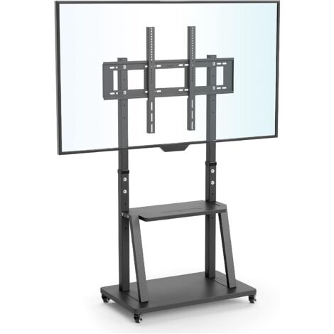 Unho – Support TV sur pied hauteur réglable pour écrans 32-100 pouces – Charge 80kg – Roulettes verrouillables – VESA 800x600mm