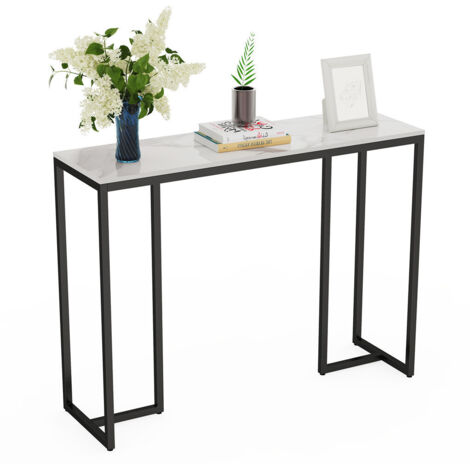 Unho – Table console en pierre frittée blanche scandinave – Dimensions 100x30x78,5 cm – Résistante aux rayures et aux températures élevées – Pour salon et entrée