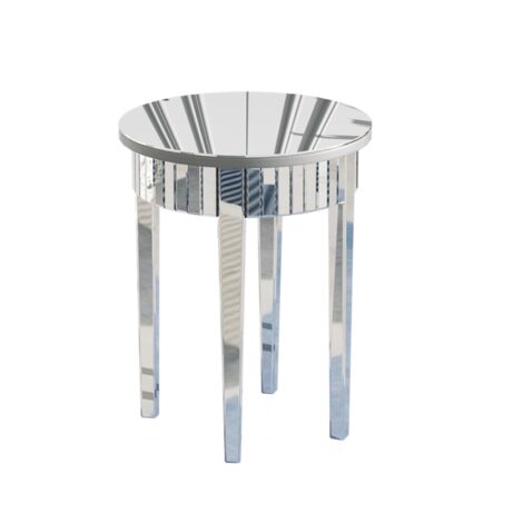 Unho – Table d'appoint ronde en miroir 45x45x60cm – Petit meuble de chevet en verre – Design chic pour salon et chambre
