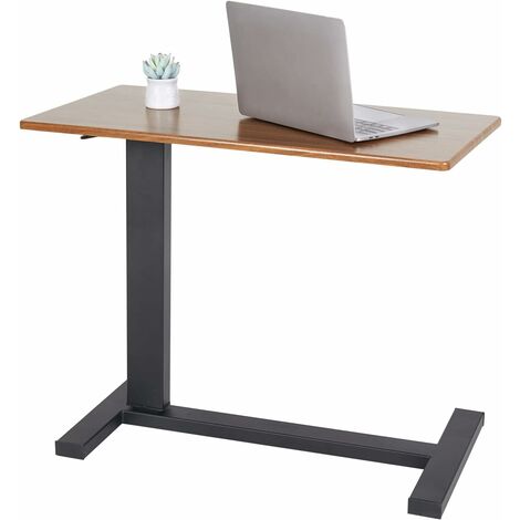 Unho – Table roulante réglable en hauteur 66-90 cm – Plateau HDF chêne – Dimensions 80x40 cm – Roulettes silencieuses pour lit médicalisé