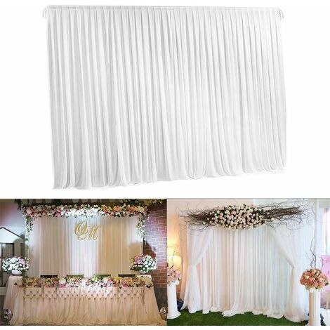 Unho – Toile de fond mariage 3x3m en soie de glace – Rideau blanc pour décoration romantique – Parfait pour réception, anniversaire, photo