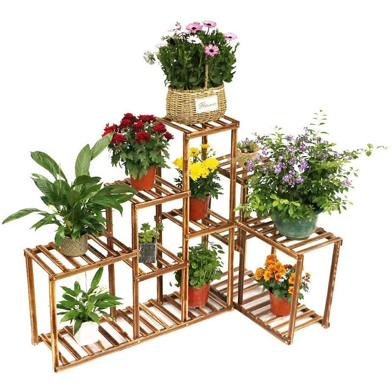 

Estantería para Plantas UNHO Soporte de Madera para Plantas Flores de 10 Niveles Estantería Decorativa para Jardín Exterior Interior 115x65x91cm