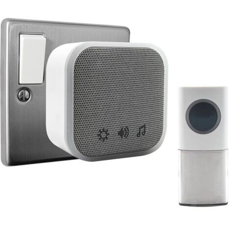 Uni-Com Plug-in Door Chime in White with Model Number 98477GB and W96001 Wireless Receiver