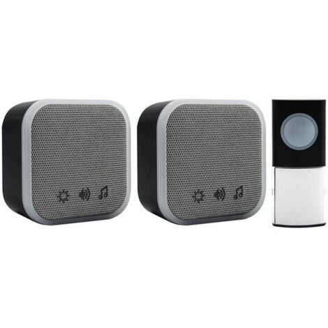 Uni-Com Portable and Plug-In Door Chime Set in Black with Model Number W96001