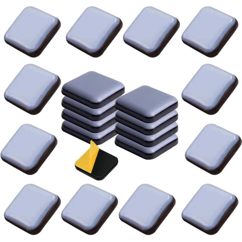 Uni-Fine 24pcs patins de meubles - 20x20mm patins de meubles auto-adhésifs de forme carrée sur tapis, patins de pieds de chaise patins de protection