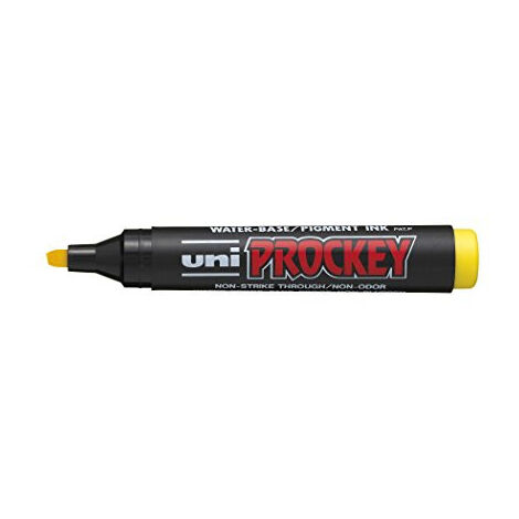 Uni Prockey PM126 J Marqueur Jaune Pointe Biseautée - Lot de 12