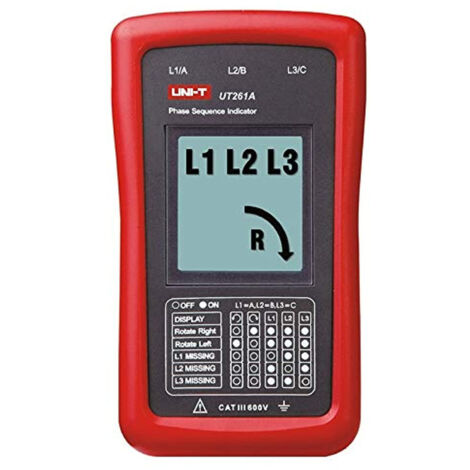 UNI-T UT261A PHASE SEQUENCE TESTER LACK PHASE METER MOTOR ROTATION INDICATOR AC 40 700V 90 600V (UT261A)