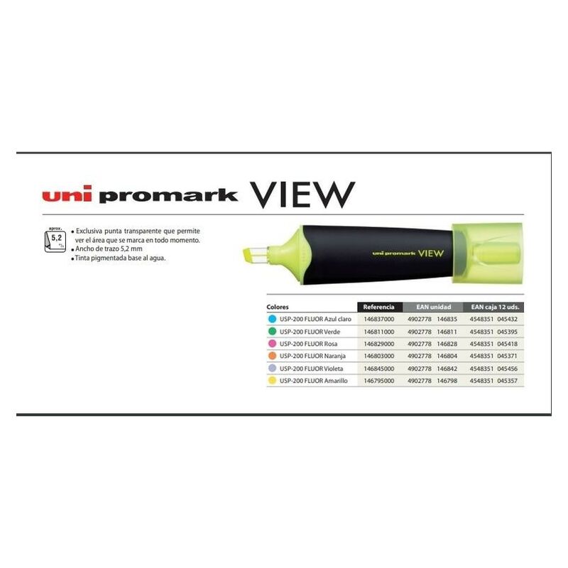 

Uniball marcador fluorescente uni promark view usp-200 rosa fluor -12u-