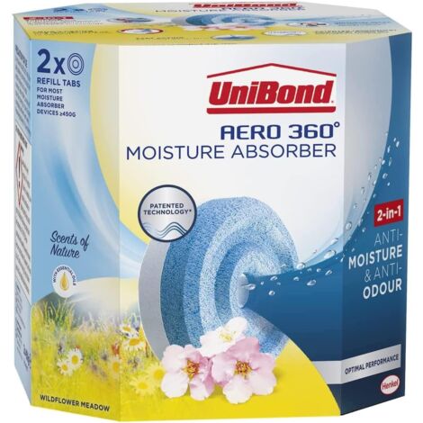 UniBond Aero 360 Moisture Absorber Wildflower Meadow Refill (Pack Of 4 Tabs)