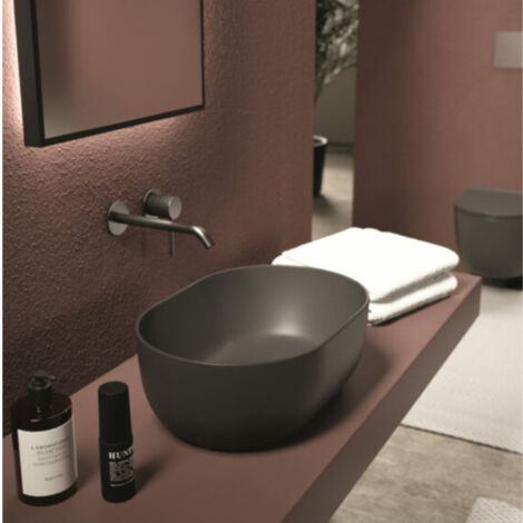 UNICA 45x31 Bronze. sans bonde. siphon chromé