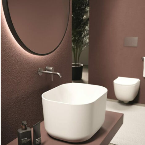 UNICA 50x40 Bronze. sans bonde. siphon chromé