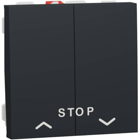 Unica - cde volet-roulant - double poussoir + STOP - 2 mod - Anthra - méca seul (NU323754)