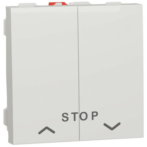 Unica - cde volet-roulant - double poussoir + STOP - 2 mod - Blanc - méca seul (NU323718)