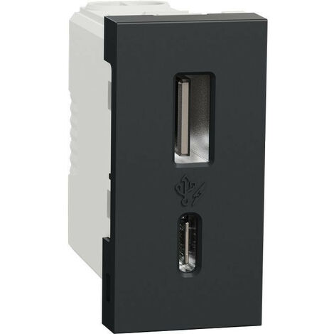 Unica - chargeur USB double - 15W - type A+C - 1 module - anthracite - méca seul (NU301654)