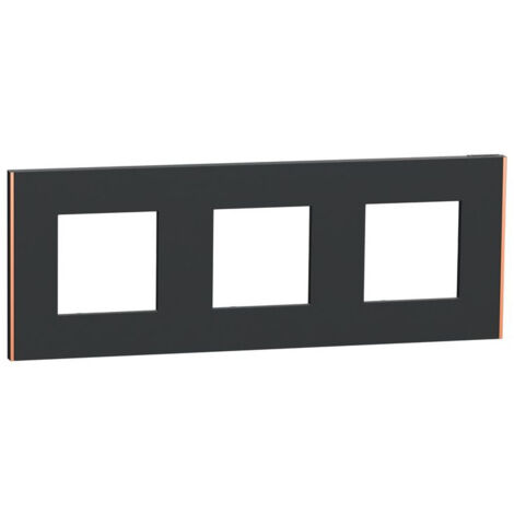 Unica Déco Subtil - Plaque de finition - Anthra liseré cuivre  - 3P - horiz vert (NU600641)