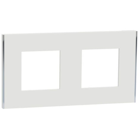Unica Déco Subtil - Plaque de finition - Blanc liseré argent  - 2P - horiz vert (NU600440)
