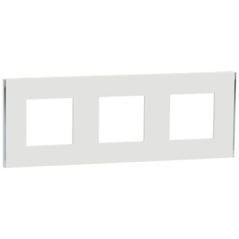 Unica Déco Subtil - Plaque de finition - Blanc liseré argent  - 3P - horiz vert (NU600640)