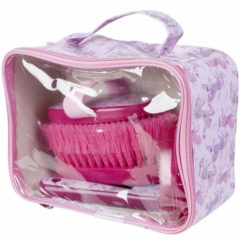 unica, Fuchsia et lilas 3936: Sac à dos de pansage pour enfants avec accessoires pour le pansage des chevaux modèle Blossom