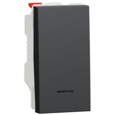 Unica - poussoir lumineux (localisation) - 10A - 1 mod - Anthracite - méca seul (NU310654N)