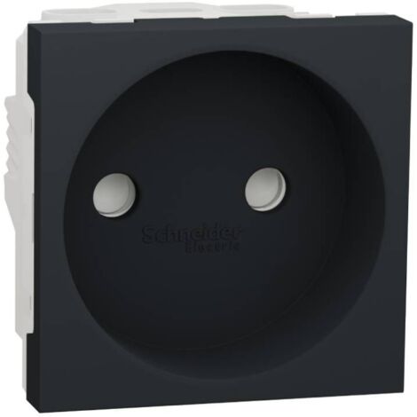 Unica - prise 2P - bornier à vis - 2 mod - Anthracite - méca seul (NU303354)