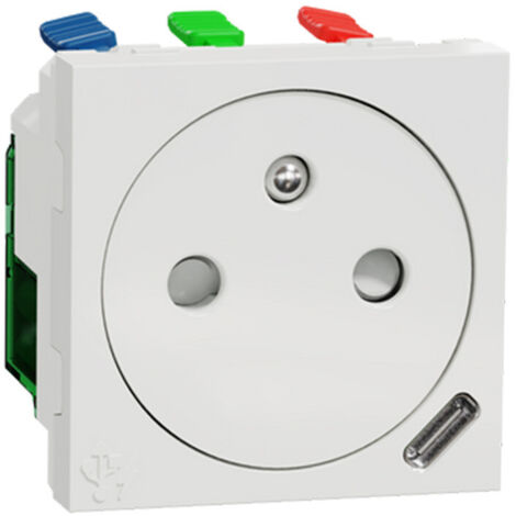 Unica - prise 2P+T affl FR + USB C 10,5W - 90° - rap - 2 mod - Blanc - méca seul (NU301518)