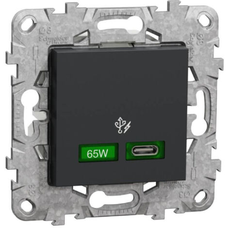 Unica - prise chargeur USB - C 65W forte puiss - 2 mod - anth - méca support fix (NU501454)