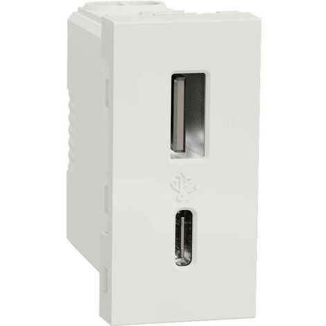 Unica - prise chargeur USB double - 15W - type A+C - 1 mod - blanc - méca seul (NU301618)
