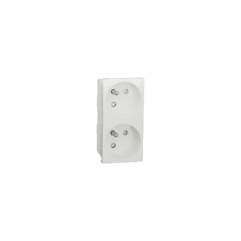 Unica - prise double 2P+T - FR - 45° - connexion rapide - Blanc - méca seul - NU306918