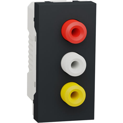 Unica - prise RCA triple (rouge blanc jaune) - 1 mod - Anthracite - méca seul (NU343154)