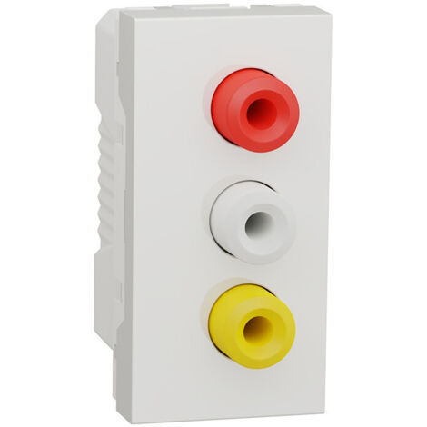 Unica - prise RCA triple (rouge blanc jaune) - 1 mod - Blanc - méca seul (NU343118)
