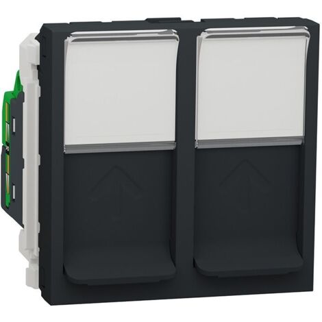 Unica - prise RJ45 double - cat 6 STP - 2 mod - Anthracite - méca seul (NU342654)