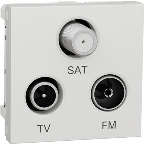 Unica - prise TV + FM + SAT - 2 mod - Blanc antimicrobien - méca seul (NU345020)